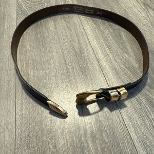Vintage 80s/90s Brown Leather Belt w Gold Buckle – Made in USA